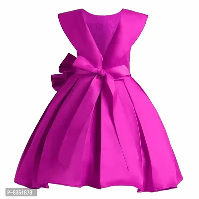 Pink Solid Polyester Dress for Girls-thumb2