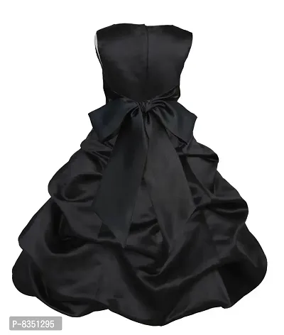 Wish littlle Girl's Satin a-line Knee-Long Dress (WLT-1048_5-6 Years_Black_9-10-thumb2