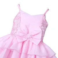 Wish littlle Baby Girl's V-Nack Satin Dark Pink Knee Length Short Frock Dress (WLT-212_Kidswear)-thumb2