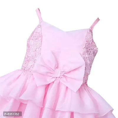 Wish littlle Baby Girl's V-Nack Satin Dark Pink Knee Length Short Frock Dress (WLT-212_Kidswear)-thumb3