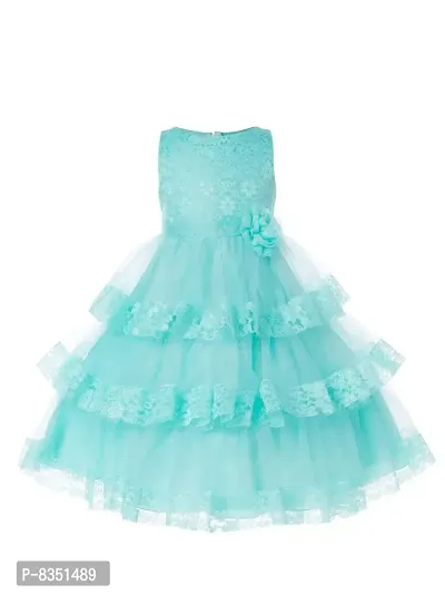 Ripening Baby Girls Flower Net Multicolor Maxi Dress-thumb0