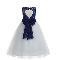 Ripening Baby Girls Flower Net Maxi Gown (BRP_1029 Navy Blue Birthday Dress)-thumb1