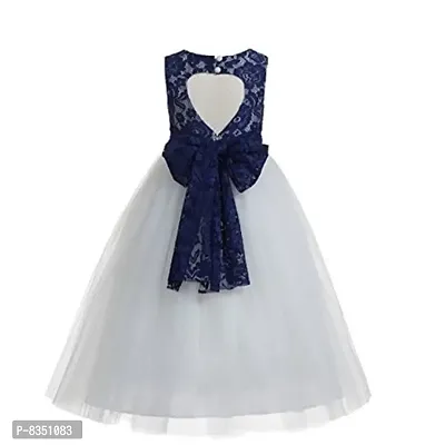 Ripening Baby Girls Flower Net Maxi Gown (BRP_1029 Navy Blue Birthday Dress)-thumb2
