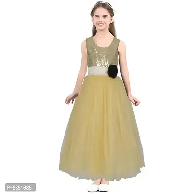 Wish Little Baby Girls Gold Sequin & Net Maxi Dress (WLT_012_10-11 Years)