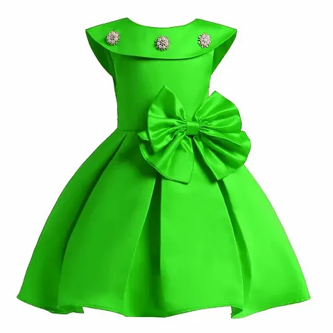Partywear Solid Polyester Dress for Girls