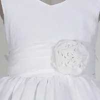 Wish littlle Baby Girl's V-Nack Chiffo White Knee Length Short Frock Dress (WLT-170_Kidswear)-thumb2