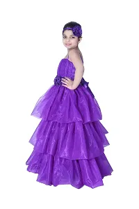 Wish littlle Baby Girls Square Nack Purple Fit & Flare Long Maxi Dresses (WLT-169_Kidswear)-thumb3
