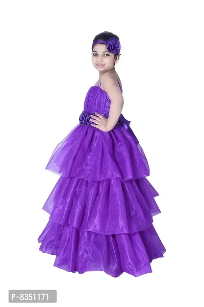 Wish littlle Baby Girls Square Nack Purple Fit & Flare Long Maxi Dresses (WLT-169_Kidswear)-thumb4