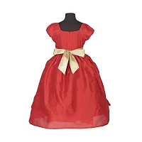 Ripening Baby Girls Girls' Satin Fit & Flare Pintuck Maxi Dress (Red, 11-12 Years)-thumb1