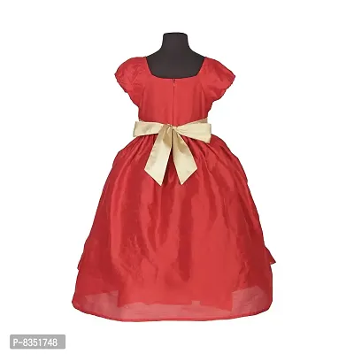 Ripening Baby Girls Girls' Satin Fit & Flare Pintuck Maxi Dress (Red, 11-12 Years)-thumb2