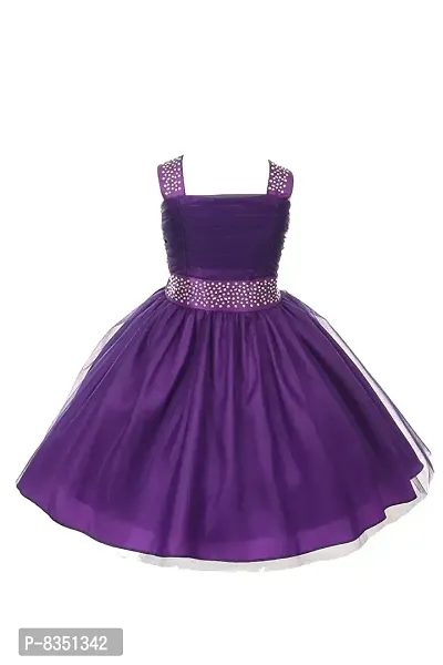 Ripening Baby Girls Purple Net Square Neck Sleeveless Knee Length Dress (BRP-149_9-10Yrs)-thumb0