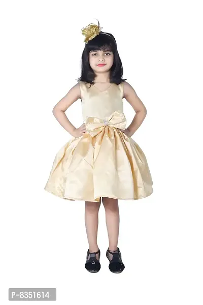 Wish Little Baby Girls Satin Mini Frock Dress (WLT-235_10-11 Year Golden Kidswear)