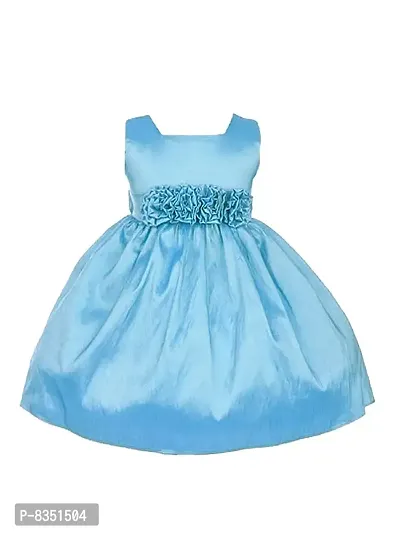 Ripening Baby Girls Blue Satin Frock Dress (BRP-137_7-8Yrs)