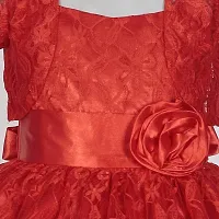 Wish littlle Baby Girls V-Nack Satin/Net Red Fit and Flare Long Maxi Dress (WLT-157_Kidswear)-thumb2