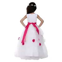 Wish littlle Baby Girls Cotton and Polyester Applique Floral Net Sleeveless Gown in White Color (WLT-179_Kidswear)-thumb1