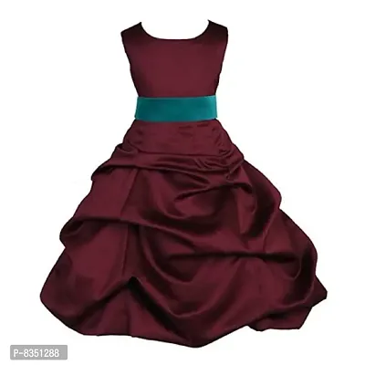 Wish littlle Baby Girl's Satin a-line Knee-Long Dress (WLT-1042_2-3 Years_Maroon Green_18-24 Months)
