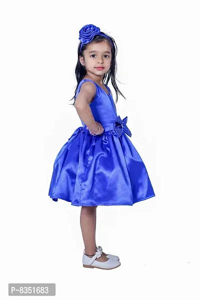 Wish Little Baby Girls Satin Frock (WLT-227_10-111 Year Royal Blue)-thumb3