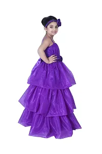 Wish littlle Baby Girls Square Nack Purple Fit & Flare Long Maxi Dresses (WLT-169_Kidswear)-thumb2