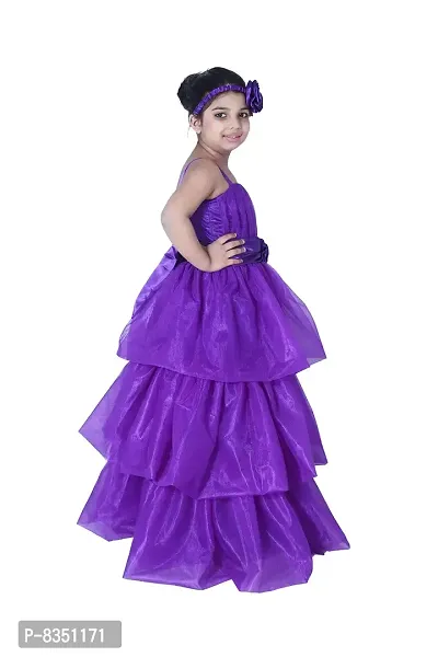 Wish littlle Baby Girls Square Nack Purple Fit & Flare Long Maxi Dresses (WLT-169_Kidswear)-thumb3
