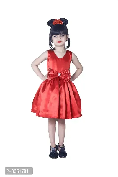 Wish Little Baby Girls Satin Mini Frock Dress (WLT-236_10-11 Year Red Kidswear)