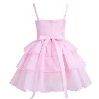Wish littlle Baby Girl's V-Nack Satin Dark Pink Knee Length Short Frock Dress (WLT-212_Kidswear)-thumb1