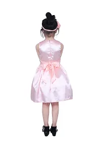 Ripening Baby Girls Baby Girl's Satin Bow Front A-Line Knee Length Dress (Peach)-thumb1
