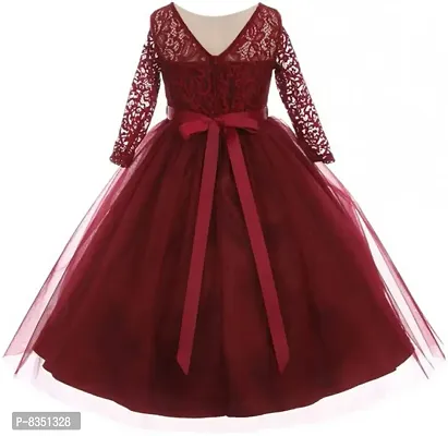 Ripening Baby Girl's Ball Gown (BRP_1028, Maroon, 1-2years)-thumb2