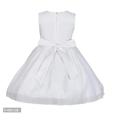 Wish littlle Baby Girl's V-Nack Chiffo White Knee Length Short Frock Dress (WLT-170_Kidswear)-thumb2