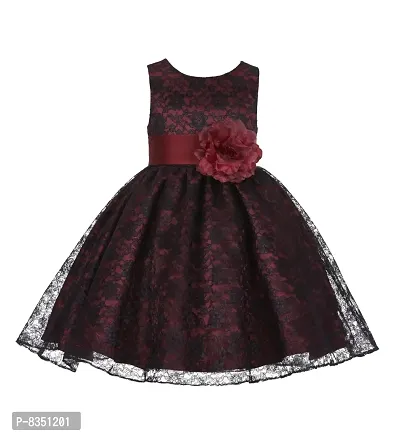 Ripening Flower Girl Dresses (BRP_1004 Malticolor Kids Dress 1-2year) Black and Maroon