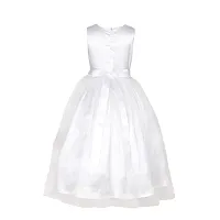 Wish littlle Baby Girl's White Satin Round Nack Maxi Ball Gown Dress (WLT-001_Kidswear)-thumb1