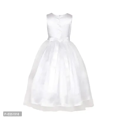 Wish littlle Baby Girl's White Satin Round Nack Maxi Ball Gown Dress (WLT-001_Kidswear)-thumb2