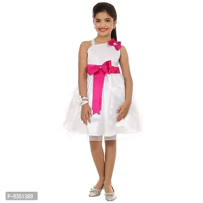 Ripening Baby Girls White Satin Off Shoulder Sleeveless A-Line Dress