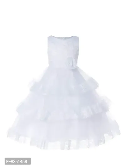Ripening Baby Girls Flower Net White Maxi Dress