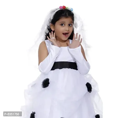 Wish littlle Baby Girls Cotton and Polyester Applique Floral Net Sleeveless Gown in White Color (WLT-179_Kidswear)-thumb4