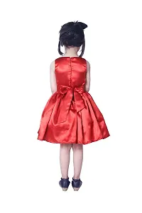 Ripening Baby Girls Baby Girl's Satin Bow Front A-Line Knee Length Dress (Red)-thumb1