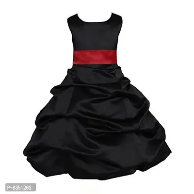 Wish littlle Satin a-line Dress (WLT-1047_7-8 Years_Black Maroon_18-24 Months)