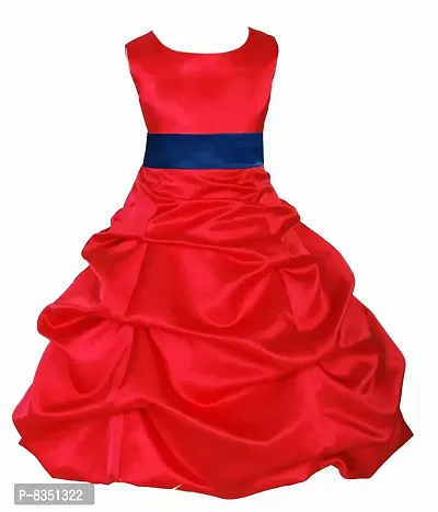 Wish littlle Satin a-line Dress (WLT-1051_1-2 Years_Red_5-6
