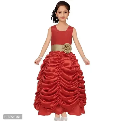 Wish littlle Baby Girls Round Nack Red Dresses & Jumpsuits Long Dress (WLT-022_Kidswear)-thumb0