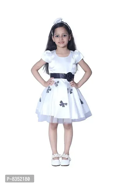 Wish littlle Baby Girl’s Tutu Style A-Line White Butterfly Fit and Flare Frock Dress (WLT-073_Kidswear)