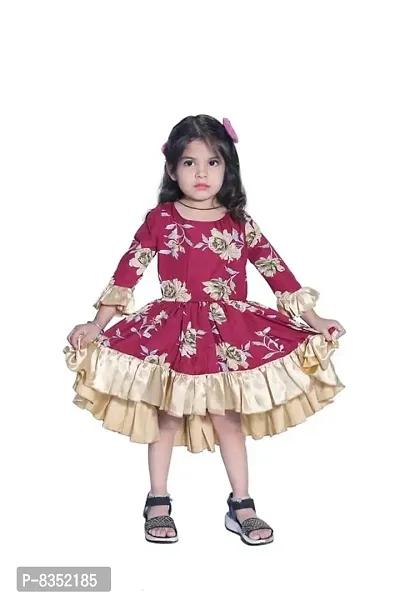 Wish littlle Baby Girl's Casual Dress Kids Floral Digitally Printed Cotton Blend Sleeveless Frock Party Dress (WLT-271_Kidswear)