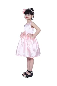 Ripening Baby Girls Baby Girl's Satin Bow Front A-Line Knee Length Dress (Peach)-thumb3