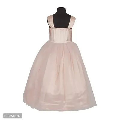 Wish Little Baby Girls Pich Satin V Neck Sleeveless A-Line Maxi Dress (WLT_029_10-11 Year Peach-thumb2