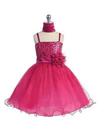 Ripening Baby Girl Pink Sequin Dress Strap Neck Knee Length Frock (BRP-135_10-11Yrs)-thumb1