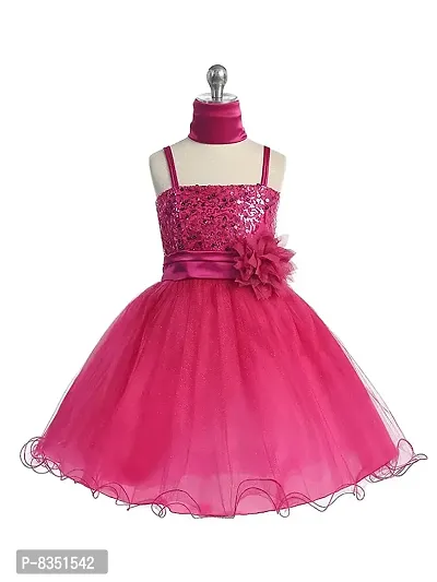 Ripening Baby Girl Pink Sequin Dress Strap Neck Knee Length Frock (BRP-135_10-11Yrs)-thumb2
