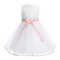 Wish littlle Baby Girl's White Flower Net A-Line Fit and Flare Knee Length Dress (WLT-206_Kidswear)-thumb1