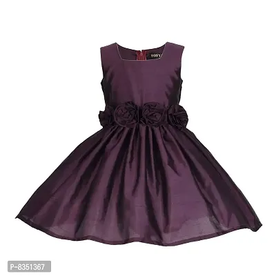 Ripening Baby Girls Purple Satin Square Neck Sleeveless A-Line Dress-thumb0