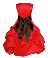Ripening Baby Girls Red Satin Bubble Kids Frock (BRP_1012 Red Dress for Party)-thumb1