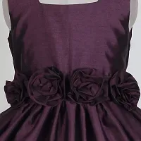 Ripening Baby Girls Purple Satin Square Neck Sleeveless A-Line Dress-thumb2