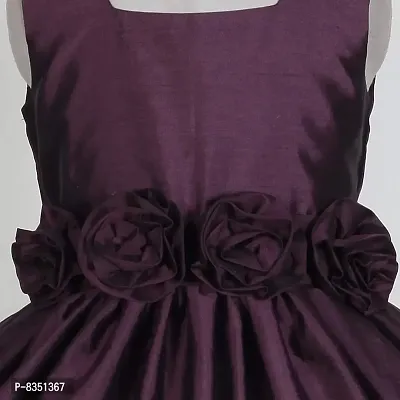 Ripening Baby Girls Purple Satin Square Neck Sleeveless A-Line Dress-thumb3