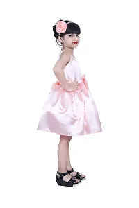 Ripening Baby Girls Baby Girl's Satin Bow Front A-Line Knee Length Dress (Peach)-thumb2
